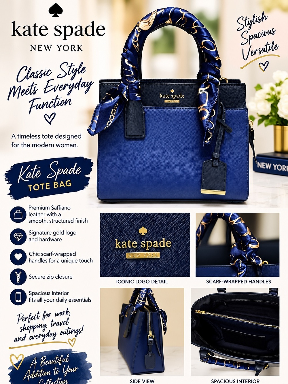 kate spade Blue and Black Crossbody Satchel